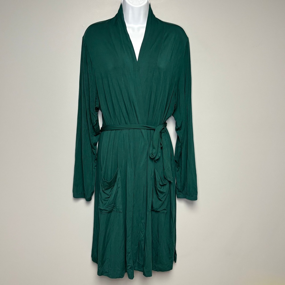 Duluth Holiday Green Lightweight Postpartum Loungewear Womens Belted Robe Sz L